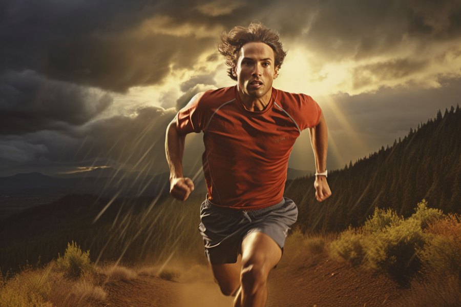 Male runner outdoors - dark skies